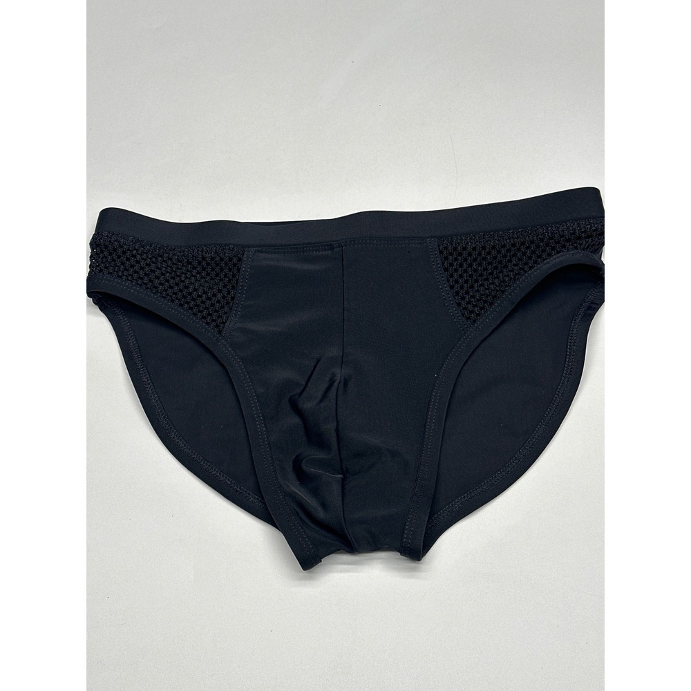 ASOS DESIGN Men's Black Swim Briefs - XS - Swimwear with Mesh Accents